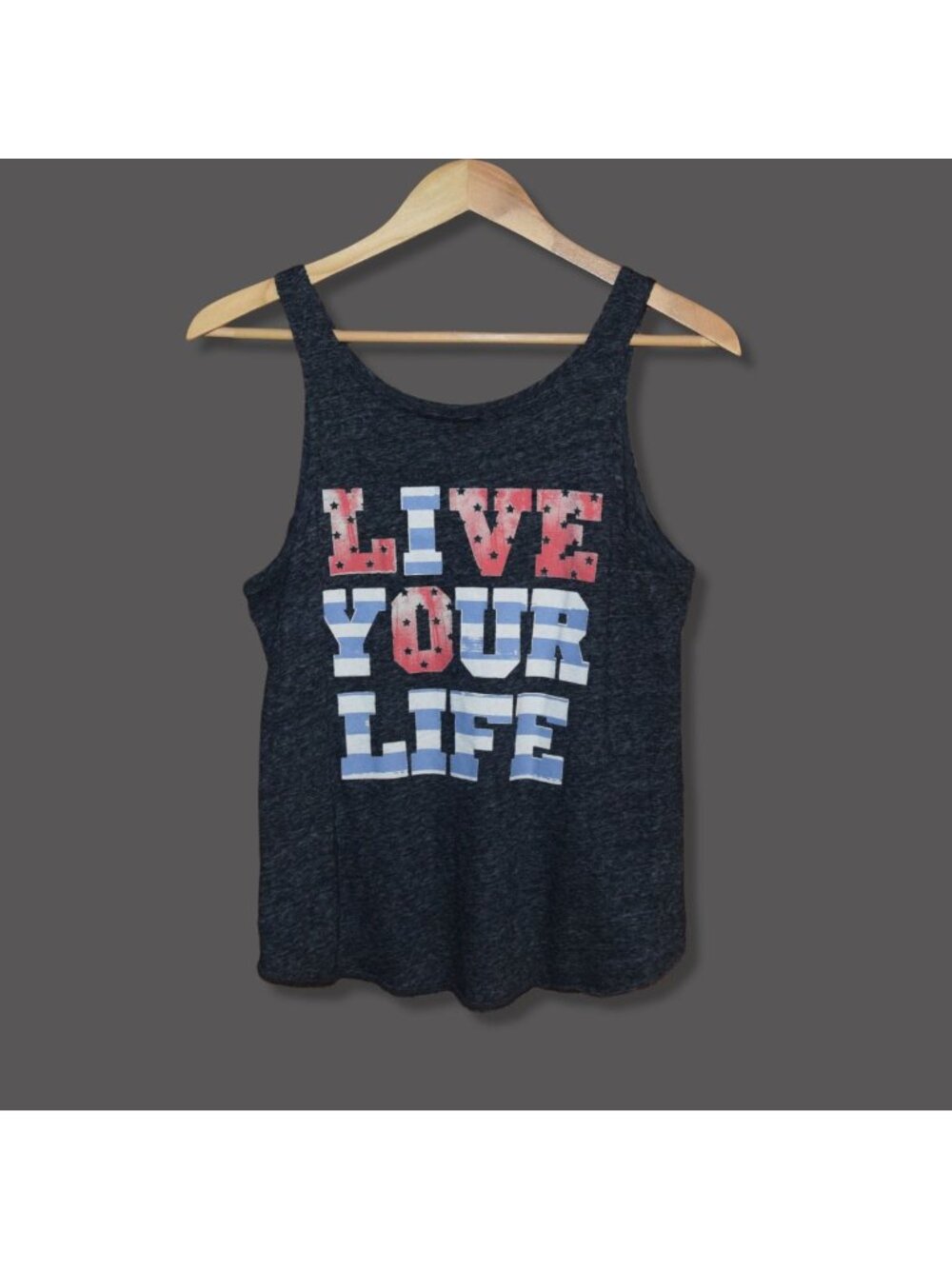 American Eagle Women's Sz S Red/White/Blue Live Your Life Tank Top Shirt